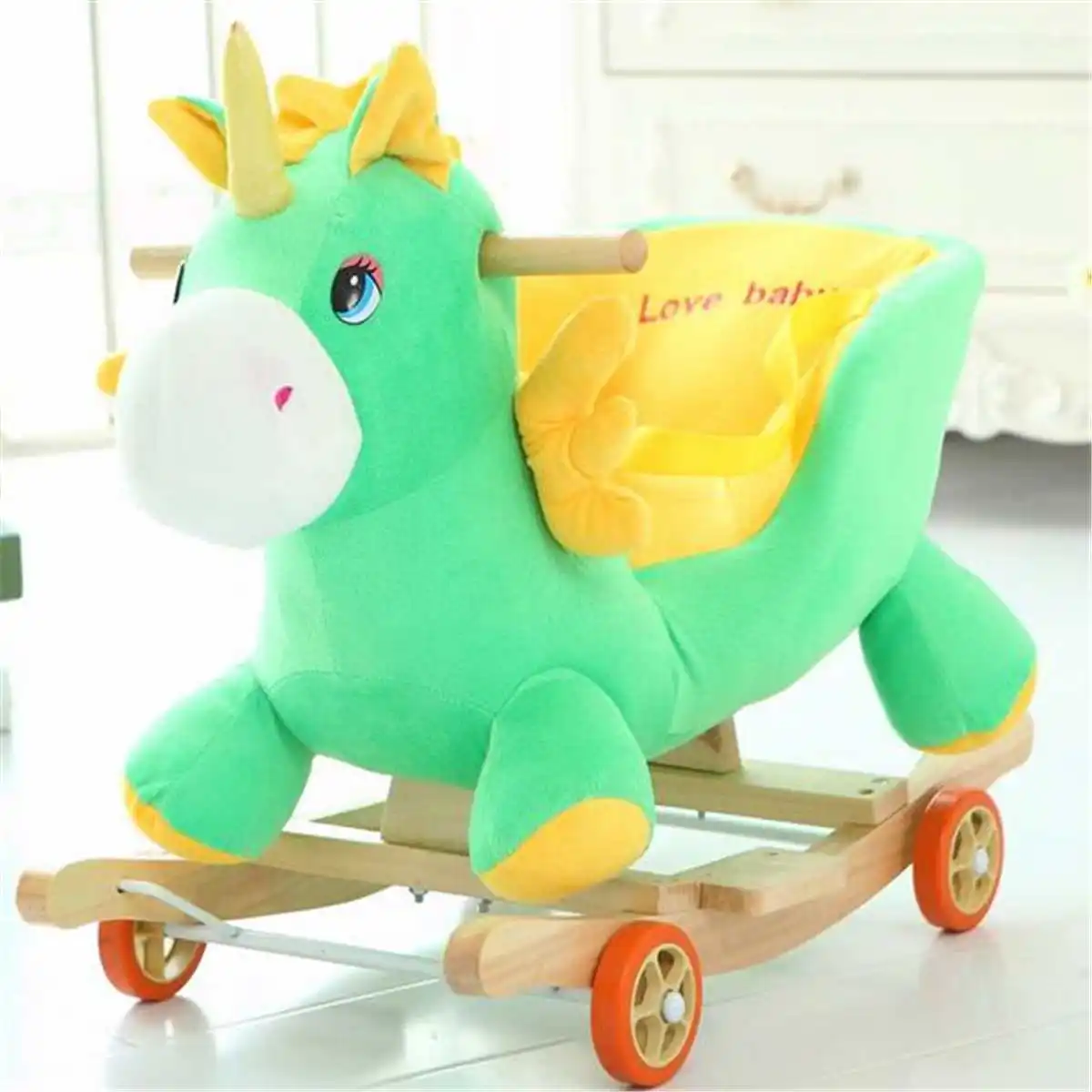 Деревянные плюшевые животные качалка Лошадь троянская игрушка качалка детская коляска детская тележка с музыкой день рождения детский подарок