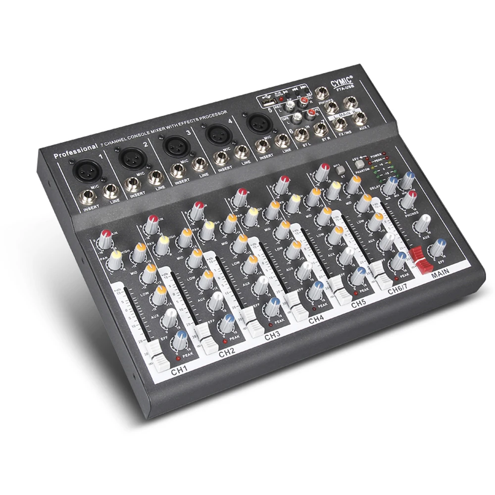 

4 Channels Portable Audio Mixer Mixing Console with USB DJ Sound Mixing Console 48V Amplifier for Karaoke KTV Party