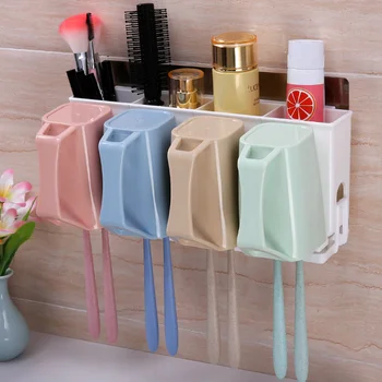 

Bathroom wall-mounted toothbrush holder set toothbrush rack wall-mounted mug cup brushing cup bathroom storage LO7181121