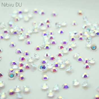 

Nail Decoration 1440pcs Crystal clear AB Nail Rhinestones for nails Flat Back Glass Stones DIY 3d Nail Art Supplies