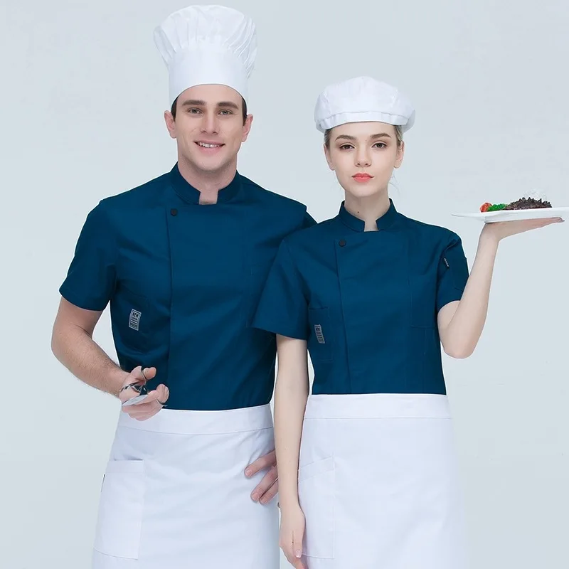 Summer Short Sleeve Chef Uniforms Men Food Services Cooking Clothes Breathable Workwear Hotel Restaurant Kitchen Chef Overalls hotel restaurant kitchen food service long sleeve chef jackets for men and women short sleeve red chef clothes for women