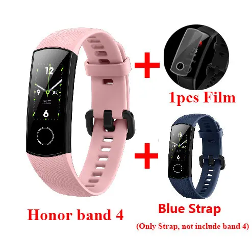 Huawei Honor Band 4 умный Браслет, фитнес 0.95in цвет AMOLED сенсорный экран фитнес-трекер в режиме реального времени трек сна сердце оснастки - Цвет: Pink Add Blue