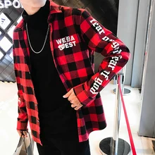 Клетчатая рубашка мужская повседневная с длинным рукавом хлопок модная новинка Мужская рубашка Повседневная тонкая Стильная мужская рубашка s