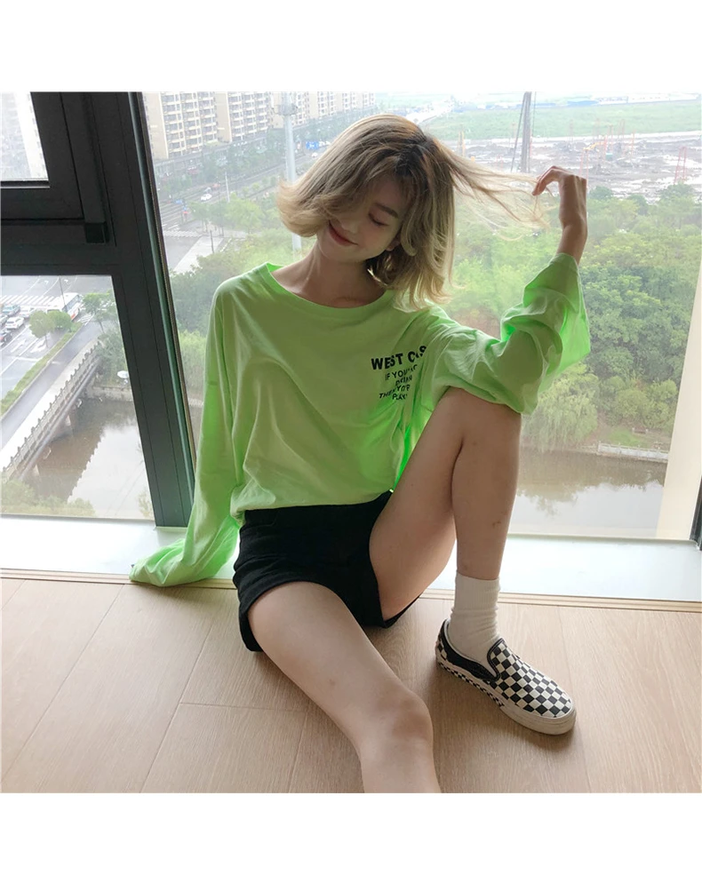 Oversized T-shirts Women long Sleeve Korean Style Students Loose tshirt Fashion Leisure All-match Womens Clothing Simple t shirt