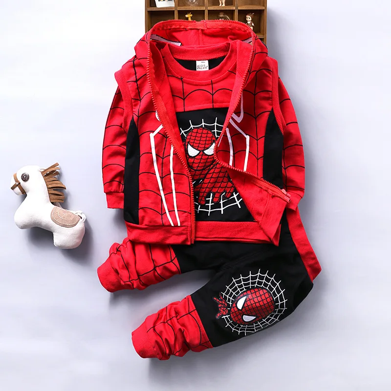 

Toddler Superhero Clothes Baby Boy Cartoon Clothing Set Sport Suits Fashion Hooded +T-shirt + Pants 3Pcs Boys Tracksuit Sets