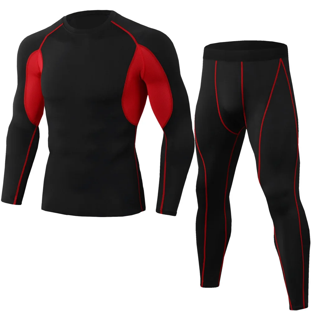 

New Fitness Men Thermal Underwear Sets Compression Fleece Sweat Quick Drying Thermo Underwear Men Clothing Long Johns Size S-3XL