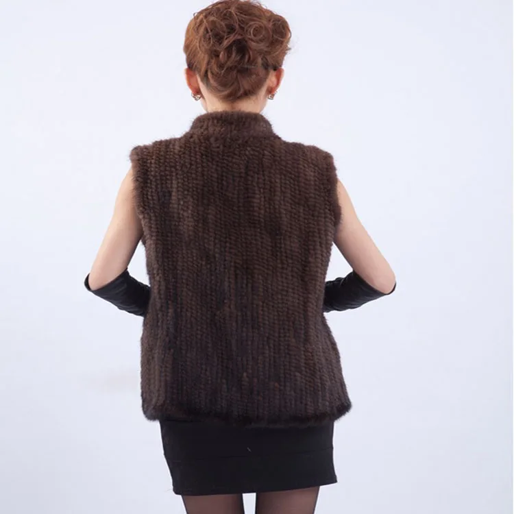 Женский жилет из натурального меха норки зимняя вязаная норковая шуба