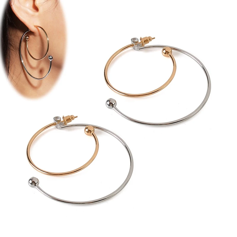 

MISANANRYNE Simple Hoop Earrings For Women Ladies Double Layers Circle Ear Hoops New Arrival Temperament Hip Hop Earrings