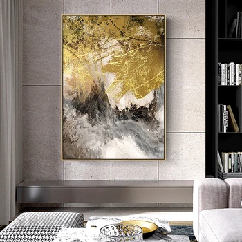 

Gold leaf canvas paintings Abstract decoration painting wall art picture for living room home hallway wall decor acrylic quadros
