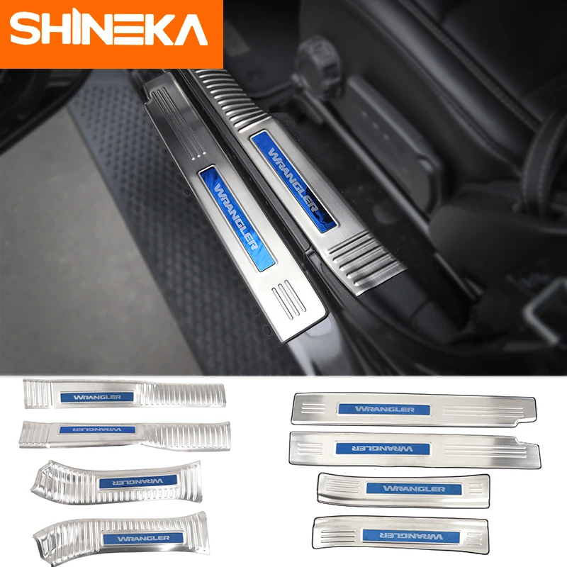 

SHINEKA 4-Door Version Stainless Steel Door Sill Scuff Plate Cover Trim Guard Protector Door Sills For Jeep Wrangler JL 2018+