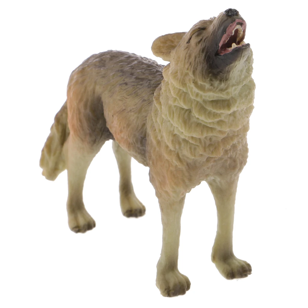 3 Pcs Realistic Howling Wolf Wild Animal Figurine Model Action Figure Kids Educational Toys Gift Home Decoration