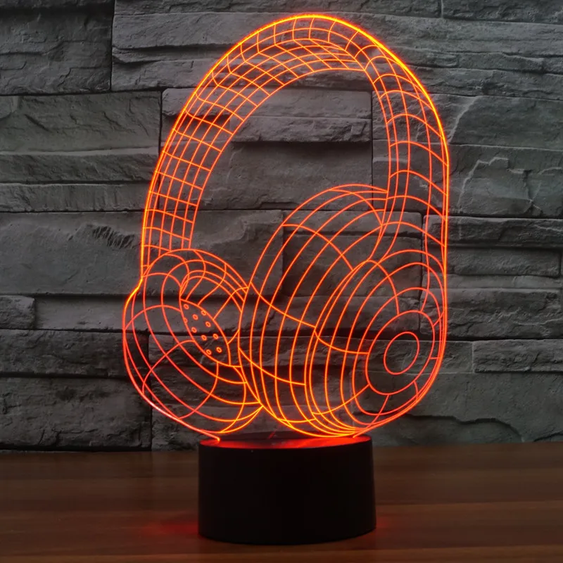 

2016 new headset colorful 3D lights LED gradient night light touch switch visual stereo lamp