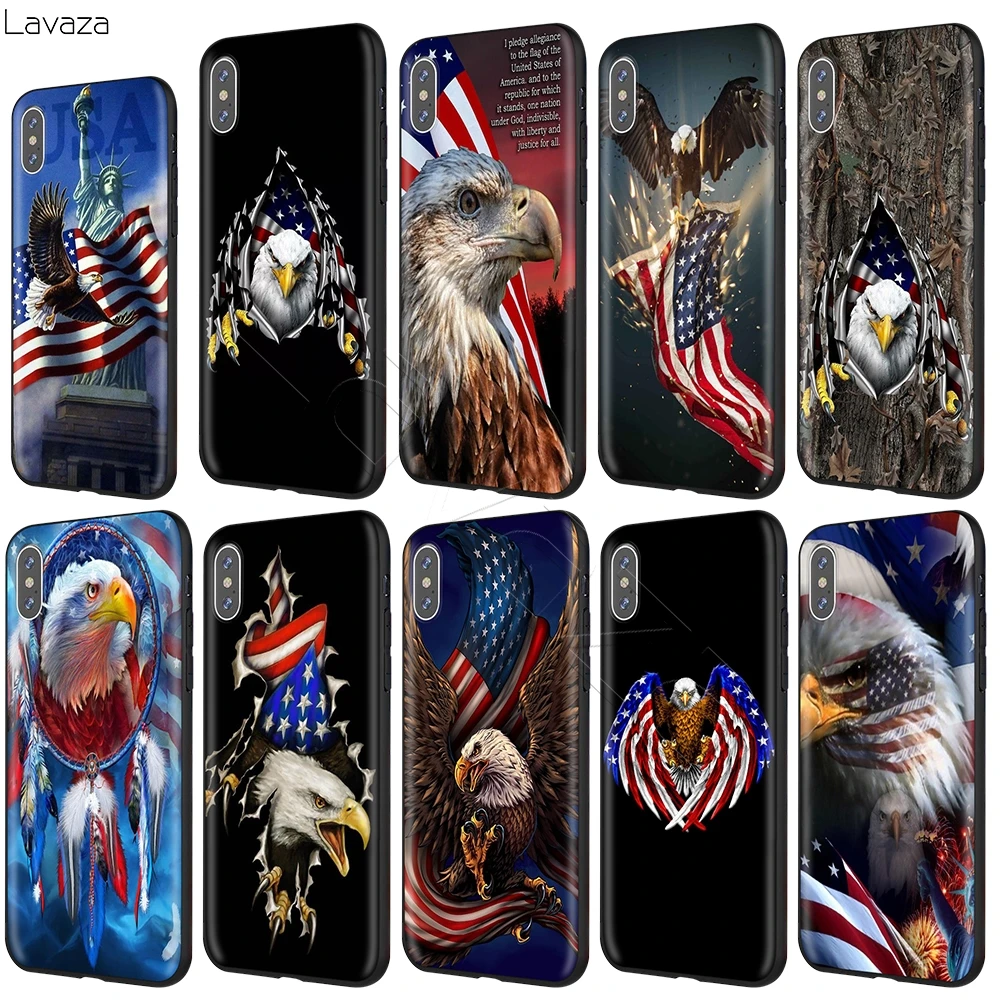 

Lavaza American Eagle USA Flag Case for iPhone 11 Pro XS Max XR X 8 7 6 6S Plus 5 5s se