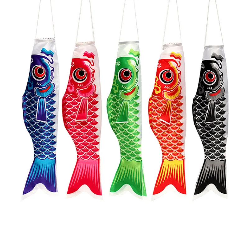 

5pcs Japanese Traditional Carp Flag Carp Banners Windsock Sailfish Wind Streamer Multicolor Fish Home Party Sailfish Decorations