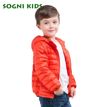 

Down Coat for Baby Boys Girls Winter Jacket Brand Hooded Warm Puffer Coat Toddler Kids Outerwear solid Orange Boys Clothing