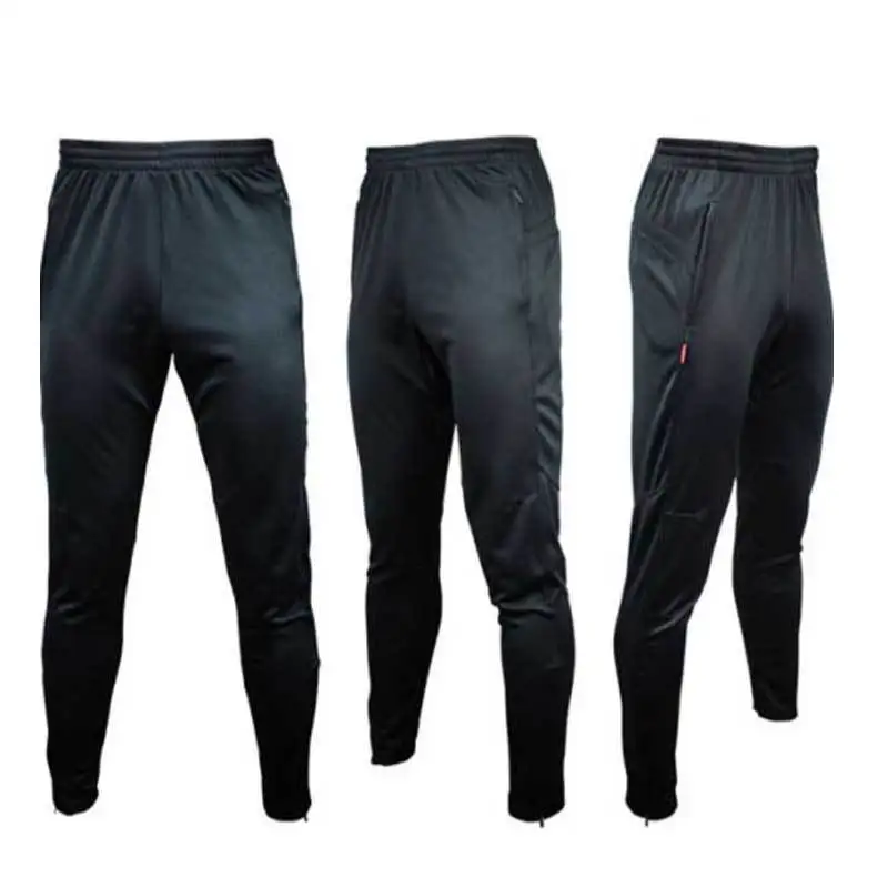 Мужские спортивные обтягивающие штаны для футбола, бега, спортивные штаны, чистый черный цвет