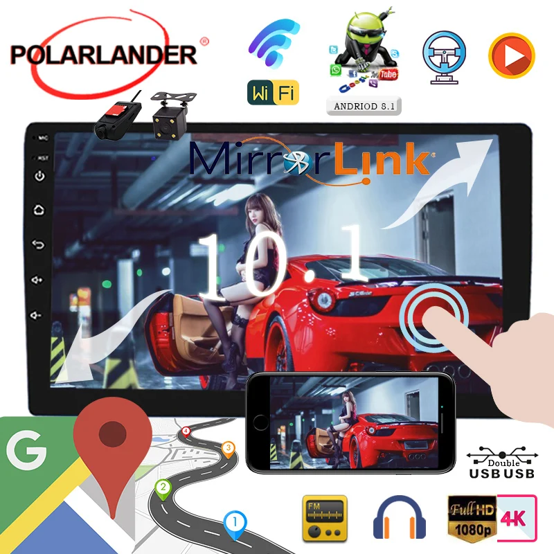 Android car radio WIFI Bluetooth MP5 Player GPS NAVIGATION  10.1 inch Android 8.1 universal Car Radio Support USB/SD Card  2 din