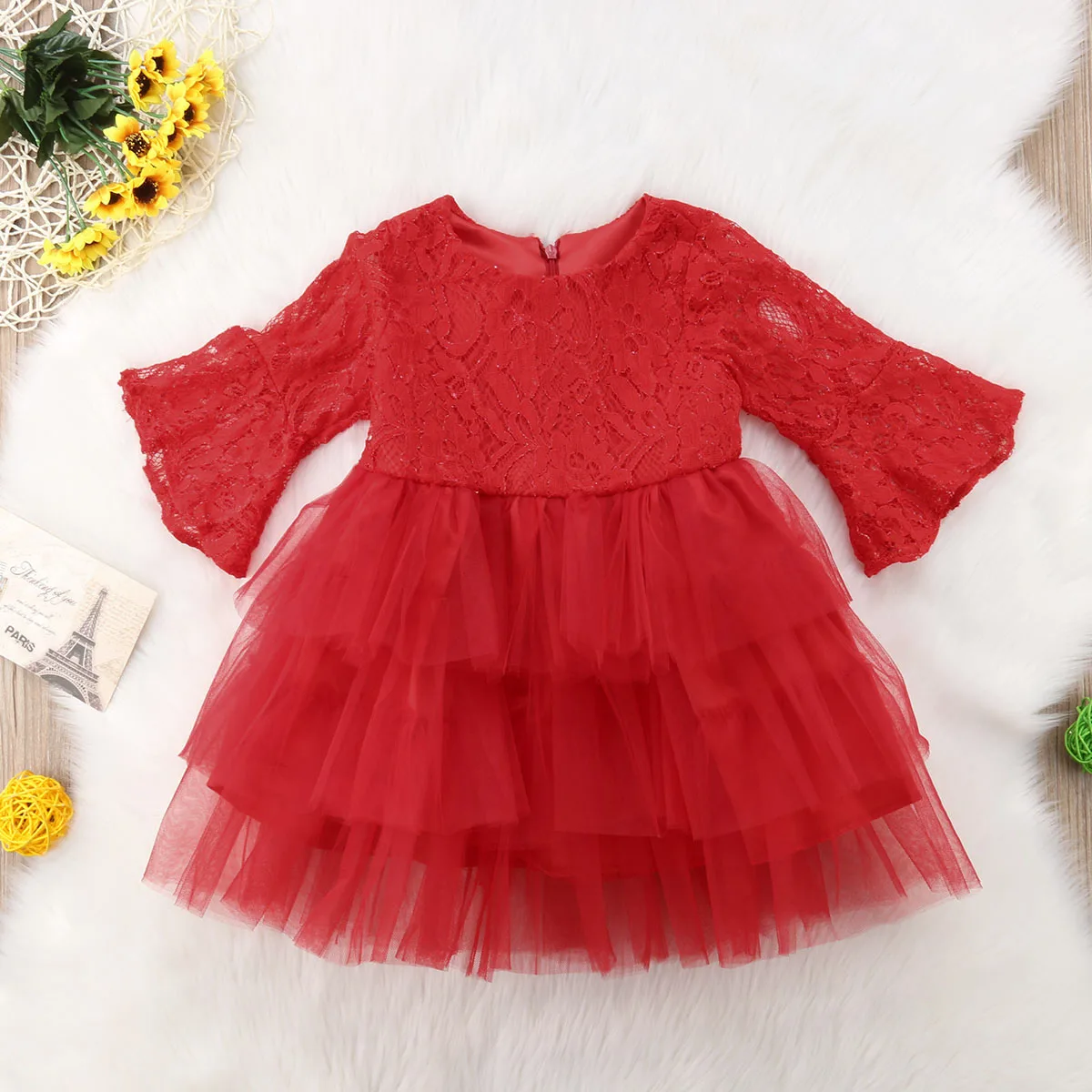 2018 Brand New Princess Formal Party Dress Toddler Baby Girl Layered