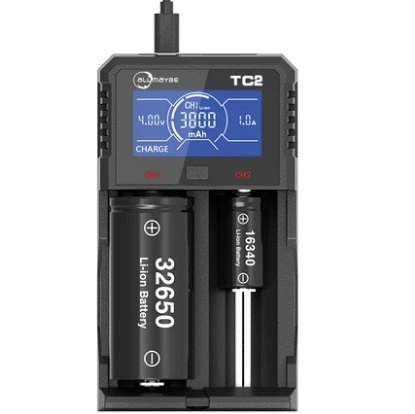 

XTAR Brand ALLMAYBE TC2 LCD Screen 2 slots USB batery Battery Charger for 18650 16340 14500 26650 3.6V/3.7V Li- ion Charger
