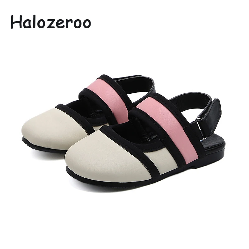 

Summer 2019 New Kids Beach Sandals Children Closed Toe Princess Shoes Baby Girls Pu Leather Sandals Toddler Black Brand Sandals