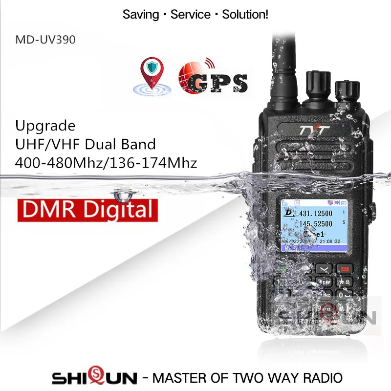 Горячая DMR TYT MD-390 DMR радио с gps водонепроницаемый IP67 рация MD 390 цифровой радио MD-UV390 двухдиапазонный VHF UHF DMR Baofeng - Цвет: GPS UV390 Dual Band