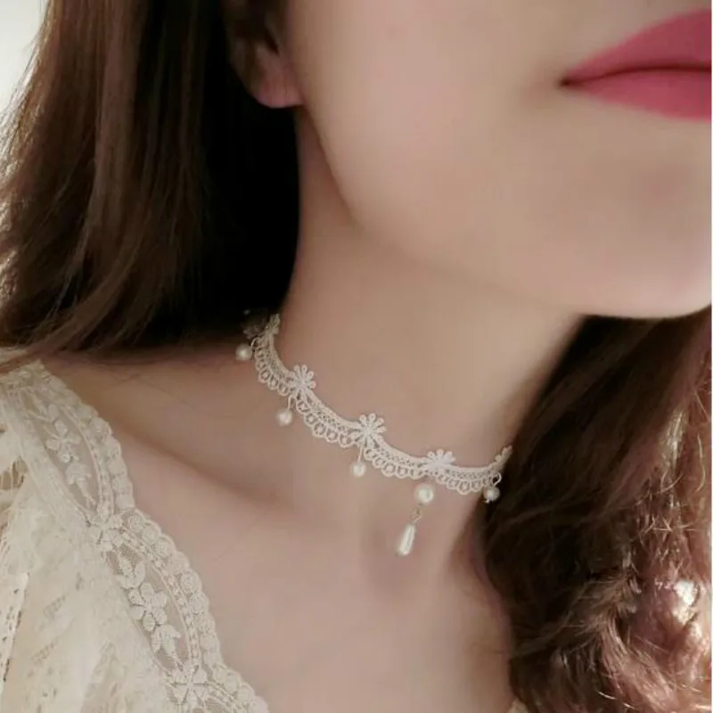 Женское кружевное ожерелье чокер с кисточками и татуировками|collares mujer|lace chokernecklace