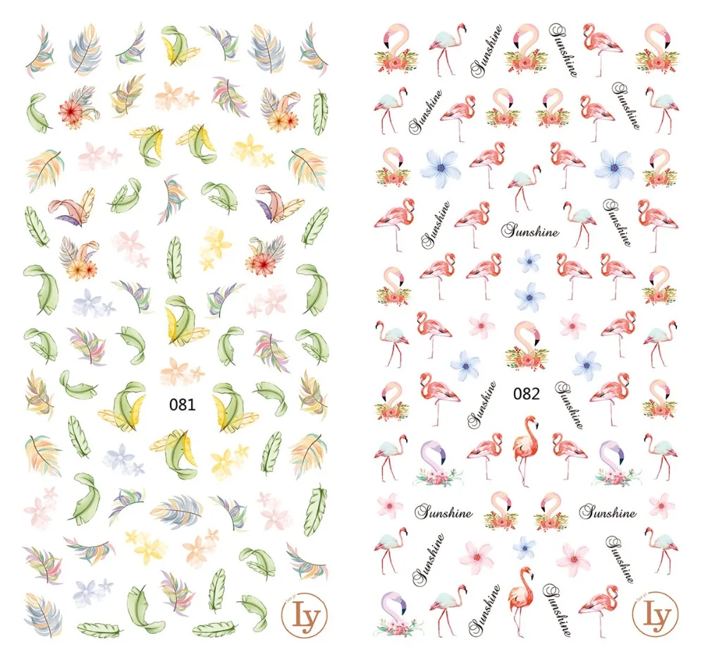 

5 sheet 15 type Colorful Japanese Nail Stickers Designs Gummed 3D Nail Art Stickers Decals Makep Art Decorations LY-076-090