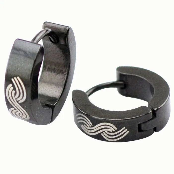 2015 new design stainless steel hinged snap earrings clip earring black