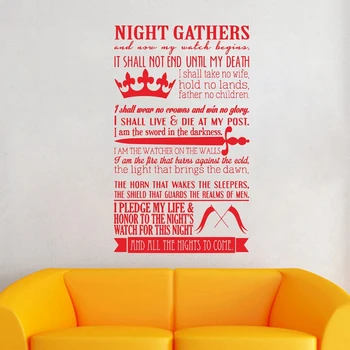 

Game of Thrones Poster Night's Watch Oath Vinyl Wall Art Decal Stickers, 90x60cm B3004
