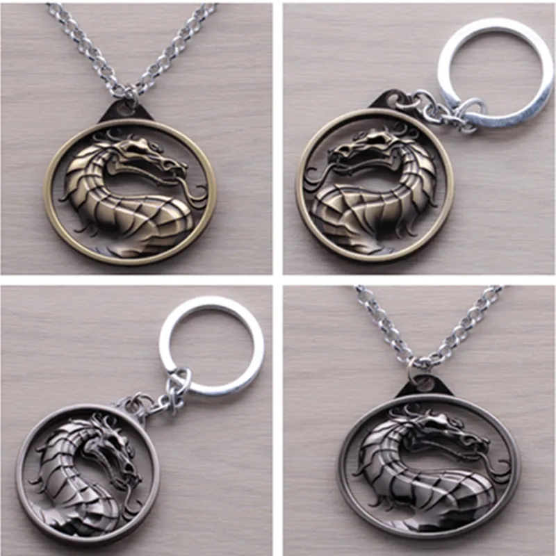 Популярное ожерелье брелок Mortal Kombat Dragon Symbol с подвеской и логотипом в стиле игры