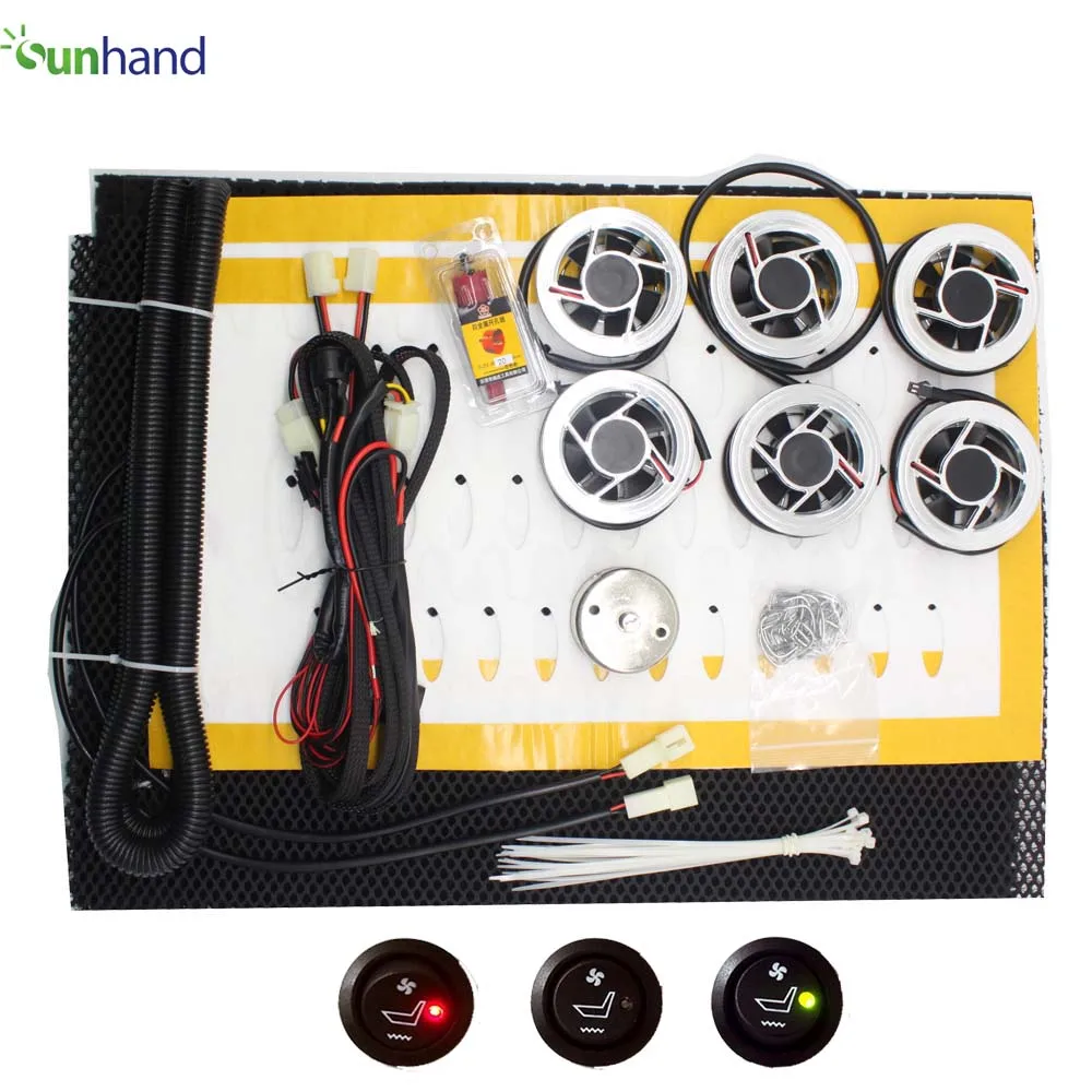 

auto fan auto cool ventilation fan carbon fiber seat heating pad/ car interior cheated and cooled system with Round switch