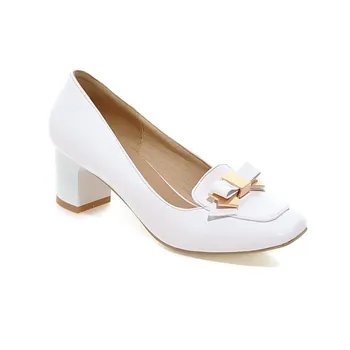 

2019 New with Single Shoes Sweet Lady Butterfly Knot Thick Heel Shoe Square Head Shallow Women's Shoes Custom Size Code 31 42 43