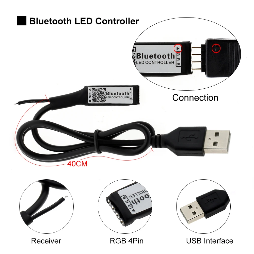 USB мини bluetooth-контроллер RGB DC5V светодиодный светодиодные полосы контроллера Диммер IOS/Android APP