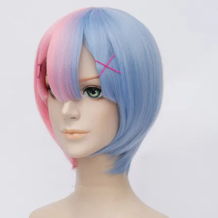 Strong Beauty Cosplay Synthetic 30cm Cosplay Wigs Short Half Blue