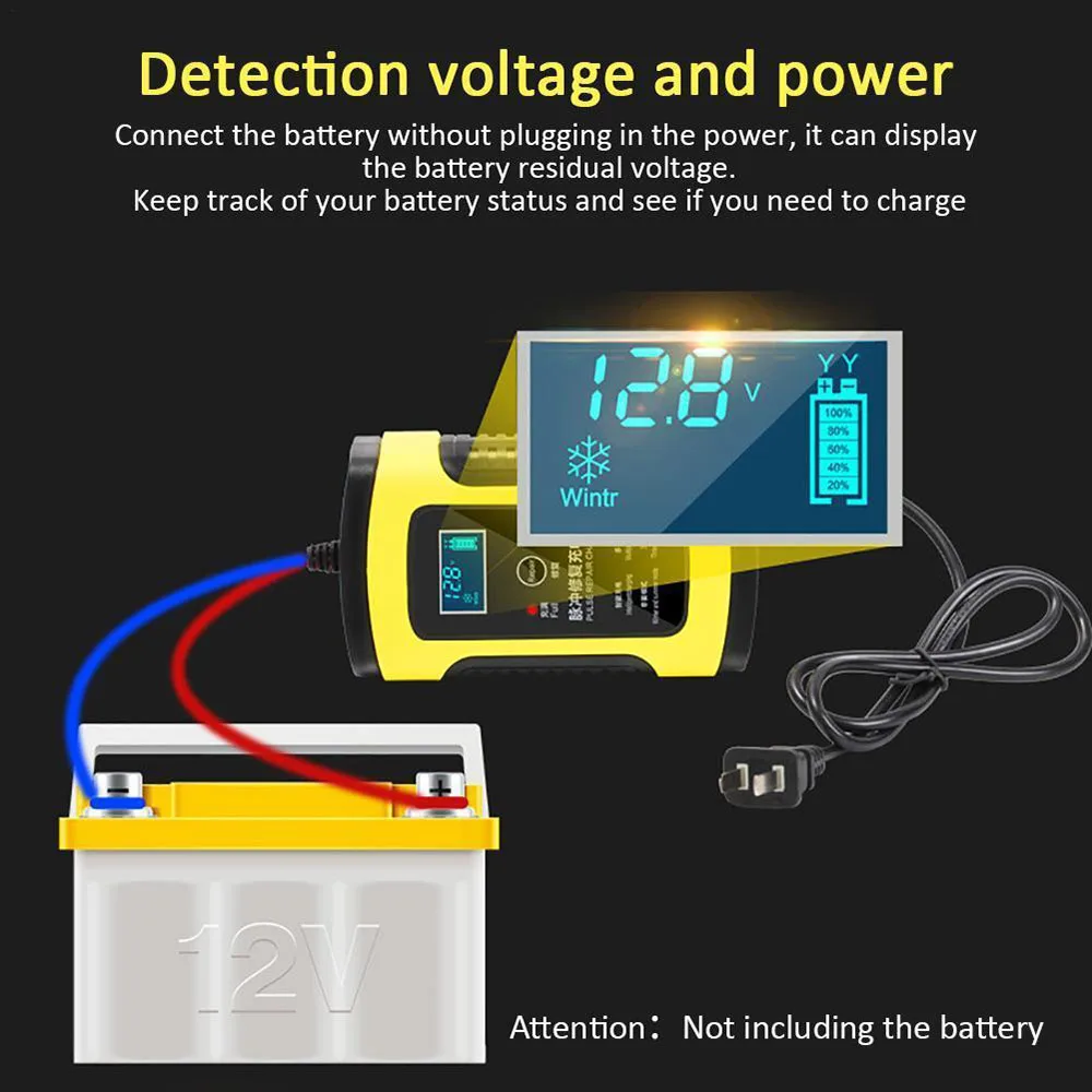 

12V 6A Intelligent Car Motorcycle Battery Charger for Auto Moto Lead-Acid Smart Charging 6A AMP Digital LCD Display