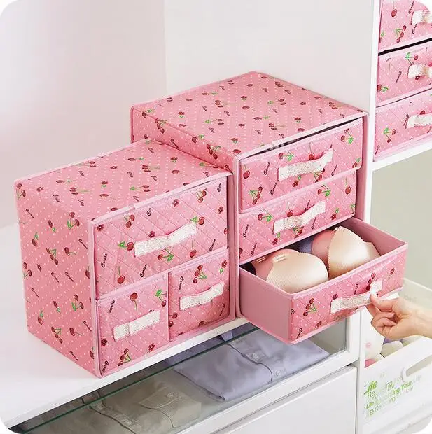

Double Layer Drawer Bra Underwear Sorting Boxes Non-woven Wardrobe Clothes Storage Box Cosmetics Clothing Organizer