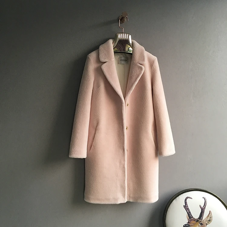 Flash Deal Natural wool coats women warm jackets female turn down collar pockets single breasted wool overcoat 2018 autumn winter MOVAU0023 7