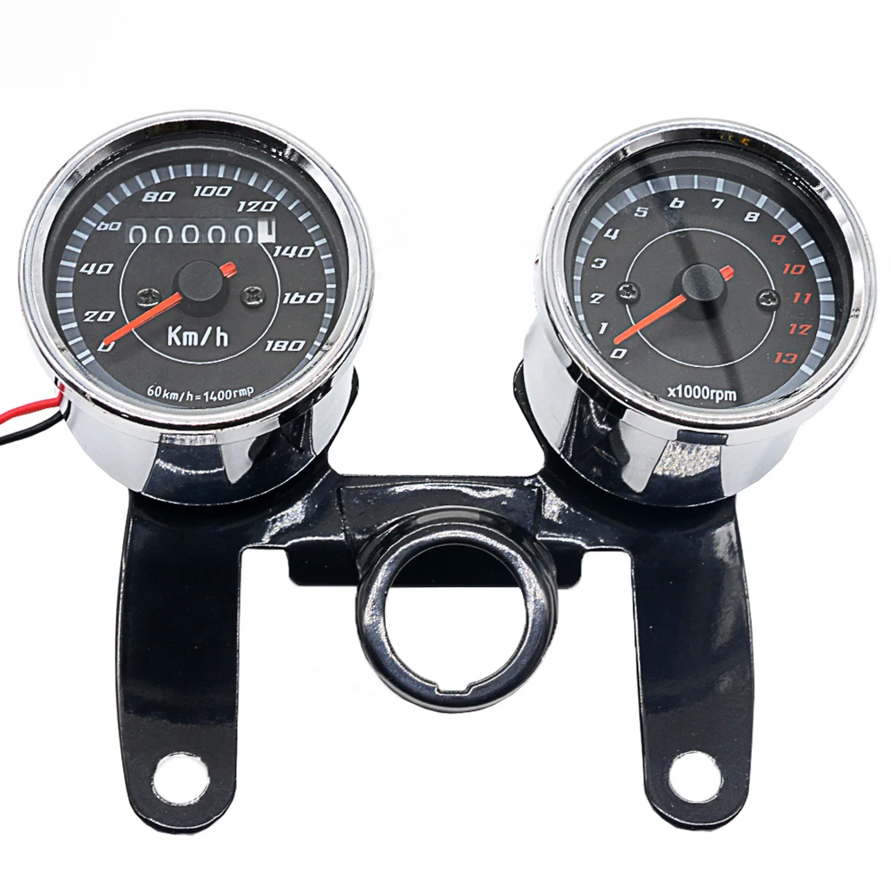 12V Universal LED Motorcycle Tachometer Odometer 2 in 1 Stainless Steel Motorbike Meter