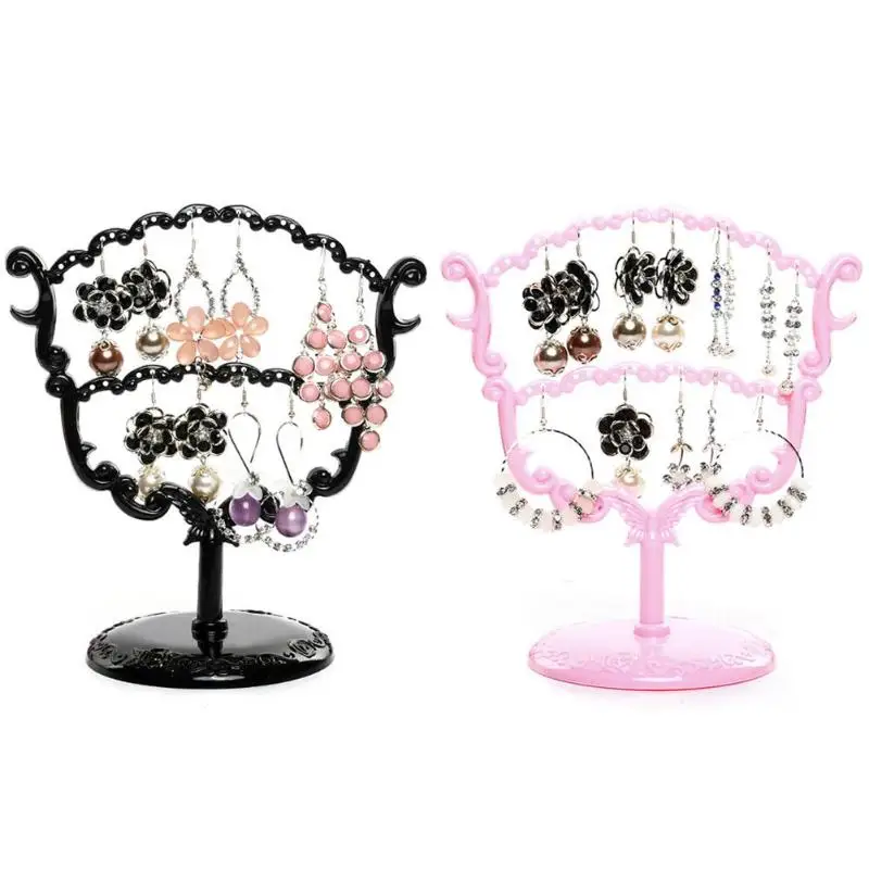 Fashion Plastic Jewelry Organizer Earring Holder Jewelry Tree Display Stand Holder For 28 Holes Studs Earring Holder Show Rack