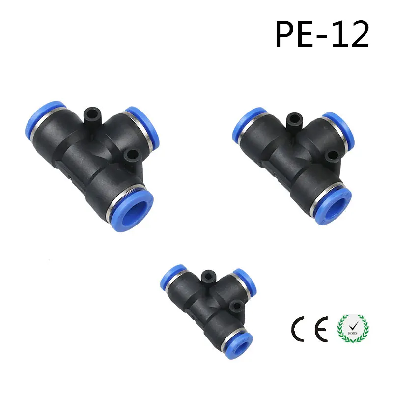 20PCS PE 12 Pneumatic quick plug connection T type three way screw