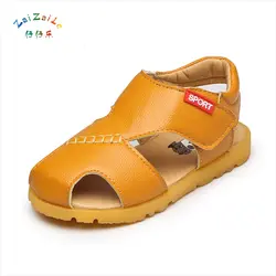 2018 новые детские летние сандалии мальчиков кожаные baotou пляжная обувь ребенка на мягкой подошве в Корейском стиле для маленьких обувь