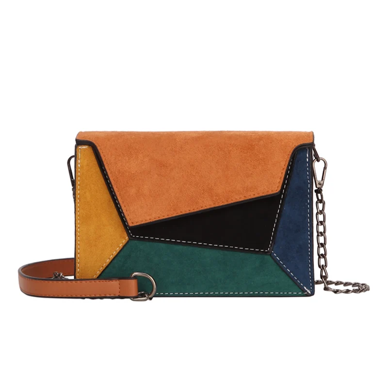 

Fashion Quality Leather Patchwork lady Messenger Bag Female Chain Strap Shoulder Small Criss-Cross Ladies' Flap