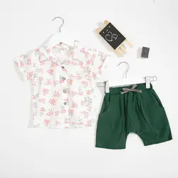 1521 рубашка с короткими рукавами и шорты костюм для летнее пляжный отдых для младенцев и маленьких мальчиков 2019 детская одежда комплект