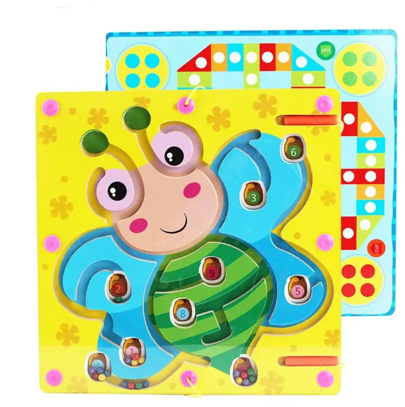 

BOHS Wooden Magnetic Maze and Flying Chess, Double Sides, Family Multiplayer Game Toys
