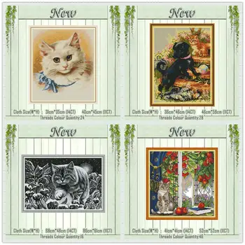 

Black kitten Oil painting cat decor painting counted print on the canvas DMC 11CT 14CT kit Cross Stitch Embroider needlework Set