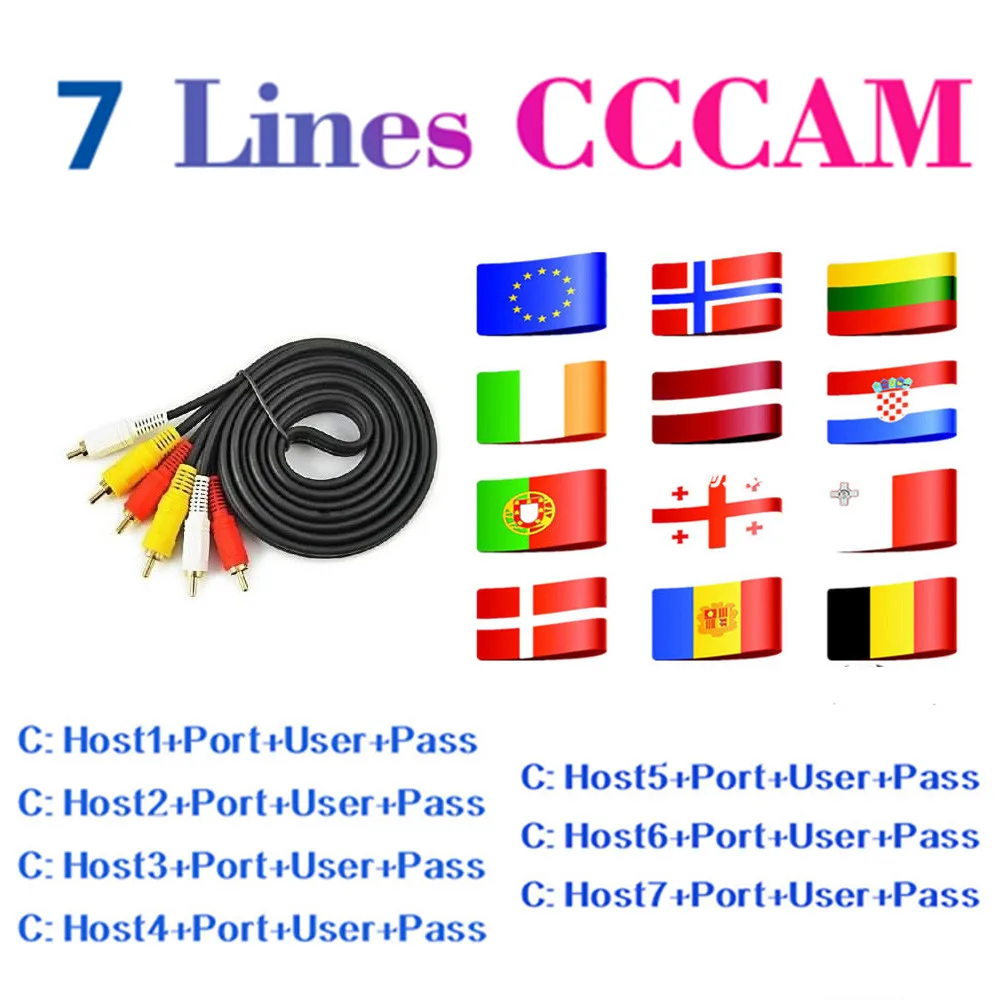 Быстрый стабильный Европейский Cccam 7 линий Share Sever для gtmedia DVB-S2 freesat V7S HD V8 Super V9 поддержка Испания Германия Италия