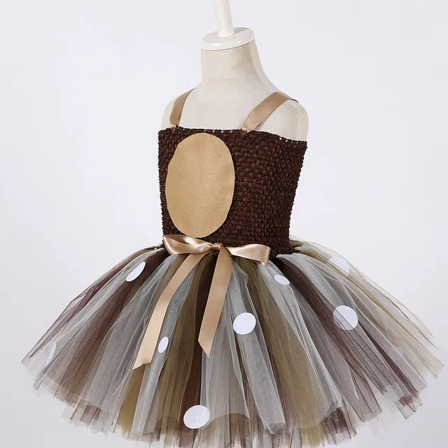 Deer Tutu Dress Happy Purim Baby Girls 1st Birthday Party Dresses Carnival Halloween Winter Cosplay Costume Clothes For Kids 3