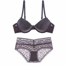 Сексуальные кружевные тонкие чашки комплект с бюстгальтером летние пуш-ап Женская мода комплекты нижнего белья больших размеров хлопковый удобный прозрачный бюстгальтер и трусики