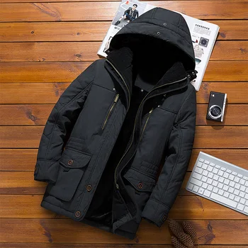 

New Long Plus Size Parka Hombre Thick Hooded Man Winter Jacket