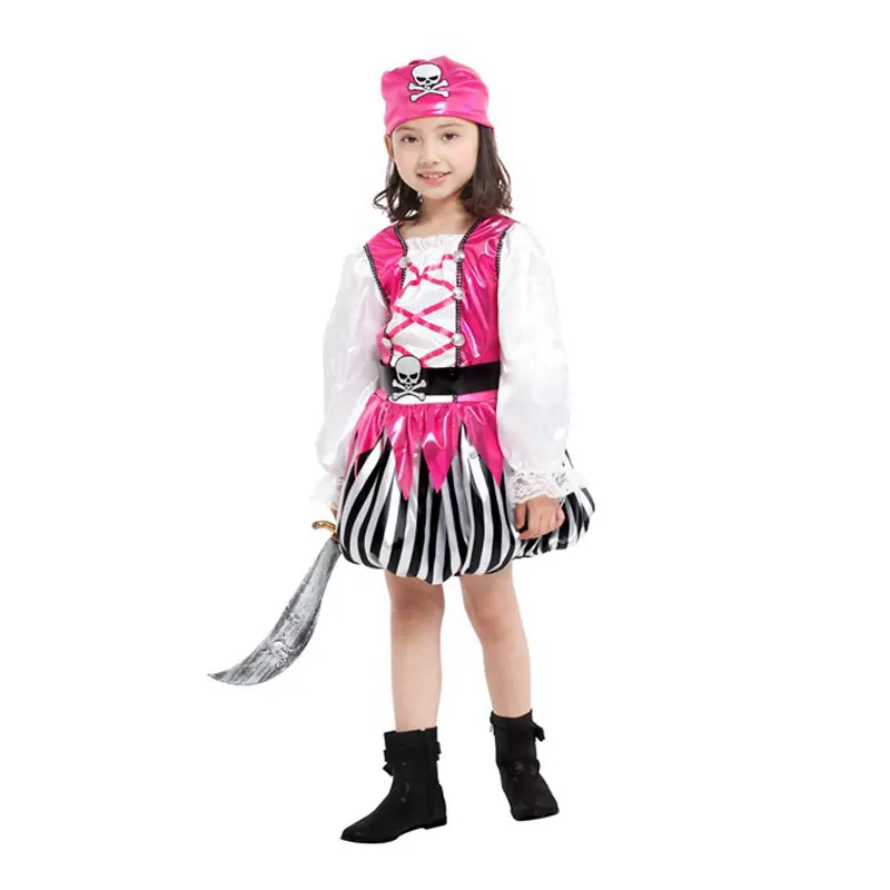 

Child Kids Pretty Pink Little Pirate Buccaneer Costume for Girls Halloween Purim Carnival Mardi Gras Party Fancy Dress